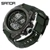 Reloj Estudiante Sanda Pantalla Dual Multifuncional Despertador 2 Zonas Horarias Moda Tendencia Reloj Electrónico Resistente al Agua Luminoso Reloj de Pulsera para Hombres Mujeres