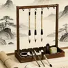 Suporte de Pincel de Caligrafia em Madeira Maciça Cabide de Pincéis Suporte Estilo Chinês Pendurado Retro Descanso para Pincel de Caligrafia Cabide Quatro Tesouros do Estudo Feltro