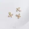 Série de Pequenos Pingentes de Zircônia Micro-Cravada Banhada a Ouro 14K com Preservação de Cor Vida Marinha Cauda de Peixe Abelha Borboleta Gato Pingente DIY