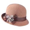 Nuevo Sombrero de Punto Desnatado de Primavera y Verano para Mujer con Flores, Sombrero de Pescador Transpirable con Sombra, Plegable, Moderno, Hueco, Sombrero de Cubo Pequeño
