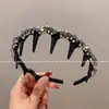 Diadema de Dientes Brillante con Diamantes y Perlas de Lujo Ligero Moda Pasador Alto de Corona Exquisito de Gama Alta Versátil Accesorio para el Cabello con Dientes Nuevo