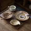 Juego de cubiertos para una persona, juego de cuenco y plato de cerámica, cuenco de arroz de cerámica rústica vintage, platos para restaurante en casa, cuencos y bandejas al por mayor