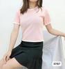 Camiseta de punto corta estilo Chanel retro ajustada, novedad de verano de 2024, camiseta coreana, ropa para mujer