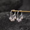 Yilu prata S925 prata esterlina pérola de água doce vintage desgastado irregular martelado redondo brincos elegantes brincos longos
