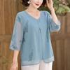 Atuendo de Verano de Mamá de Moda Blusa de Gasa 2025 Nuevo Estilo Camiseta de Dos Piezas de Verano para Mujeres de Mediana Edad