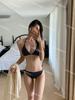 Conjunto de Bikini Ondulado de Lunares con Volantes Estilo Girly Pure Desire para Vacaciones Sujetador Halter con Cordones Bikini Sexy de Cintura Baja