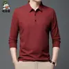 Suéter Fino de Solapa Gofrada para Primavera y Otoño Nueva Camisa de Manga Larga de Negocios Camiseta para Hombre Moda Casual Holgada