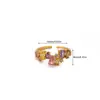 Anillo de Zirconia Morada con Lazo Dulce en Forma de Corazón de Lujo Ligero Transfronterizo Chapado en Oro de 18 Quilates Anillo de Nicho de Gama Alta Venta al por Mayor