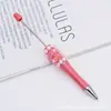 Caneta DIY com Flores e Pérolas Bordadas, Caneta Fofa Educacional Processada à Mão, Caneta Esferográfica Giratória de Contas Vestível, Pronta para Venda