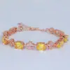 Pulseira de trevo de quatro folhas amarela cristal amarelo diamante amarelo flor turmalina amarela imitação europeia e americana pulseira