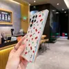 Funda de teléfono transparente estilo Ins pintada a mano de cerezas de terror para Halloween, adecuada para Samsung S22/S23, funda suave de cobertura total