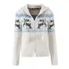 Comercio Exterior Transfronterizo Ropa de Mujer Otoño 2025 Estilo Europeo y Americano Chaqueta de Punto Jacquard + Conjunto de Falda Corta de Punto para Mujer