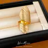 Anillo Abierto de Oro Real Electrochapado con Textura Irregular Retorcida, Anillo de Estilo de Alta Gama de Nicho, Joyería Minimalista de Personalidad para Mujeres