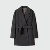 Personalizado~Marca M Lana Impregnada de Yodo 101801 Longitud Media 10% Cachemira 26% Lana Virgen Abrigo Cruzado para Mujer, Otoño/Invierno