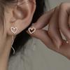 Pendientes Nalan S925 de plata esterlina con diseño de ondas huecas y encantadores pendientes con forma de corazón esmerilado, estilo INS, E7116