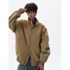 Jaqueta de trabalho em couro PU tie-dye retrô americana para homens, marca da moda outonal, corte justo, jaqueta baseball de silhueta curta