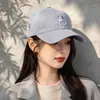 Gorra de Béisbol Estilo Coreano Parche Lindo Dibujo Animado Cachorro Temperamento Versátil Protección Solar Sombrero para Sombra Adelgazante Facial Moda Gorra de Béisbol
