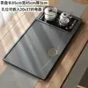 Bandeja de té de piedra negra dorada natural, juego eléctrico totalmente automático integrado, juego de té, bandeja de té con drenaje para el hogar, mesa de té de oficina