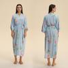 Roupão de Banho Seda Sintética, Pijama de Cetim Tamanho Grande para Mulheres, Roupa de Dormir Longa Fina de Manga Longa para Primavera e Outono, Roupa de Casa, Camisola Estilo Europeu e Americano