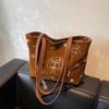 Bolsa Feminina Grande Capacidade em Camurça Vintage 2026 Nova Outono Bolsa de Ombro/Axila Matte Bolsa Tote de Mão