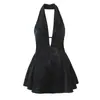 Comercio Exterior 2026 Primavera Nuevo Estilo Europeo y Americano Moda para Mujer Sexy Versátil Espalda Descubierta Cuello Halter Vestido Fruncido