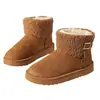 Popular Bota de Neve Patchwork de Pelúcia Europeia e Americana com Forro Espesso de Pelúcia, Resistente ao Frio, Casual para o Dia a Dia, Fornecimento Transfronteiriço Botas Femininas CN