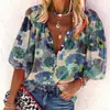 Nova Camisa Estilo Cruzado Europeu e Americano Amazon Verão Comércio Exterior Europeu e Americano Transfronteiriço Ins Gola Alta Tendência Estampada 3D para Mulheres