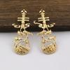 Pendientes colgantes de pipa de cobre fundido con conservación del color de estilo antiguo, pendientes colgantes, horquillas Hanfu vintage, accesorios de material para tocados