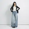 2026 Nuevos Pantalones Anchos Sueltos de Estilo Retro Americano Versátiles de Tela Fluida Rectos Largos hasta el Suelo para Mujer y Pantalones Extra Largos