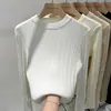 Suéter de Tricô Elegante com Corte Slim, Gola Redonda e Ombros Retos para Mulheres, Outono e Inverno, Peça Básica de Alta Qualidade, Macia e Aconchegante