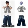 Ropa de Moda para Niños de Danza Urbana Ropa para Niños Genial y Guapo Ropa para Actuación de Batería Hip-Hop para Niños Hip-Hop Holgada para Verano