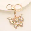 Novo Chaveiro Borboleta com Strass Liga de Zinco Incrustado com Strass Pingente de Bolsa Moda Feminina Ornamento para Chave de Carro Pequeno Presente