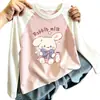 Camiseta infantil de manga comprida com estampa de desenho animado em algodão, gola redonda, estilo coreano, color-blocking, marca moderna, novo top versátil fofo para primavera/outono