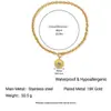 Colar de Aço Inoxidável com Fivela OT Banhado a Ouro 18K de Alta Qualidade Europeu e Americano Ins Placa Redonda Zircônia Colorida Nicho Não Desbota Feminino