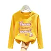 Camiseta de manga comprida para meninas 2026 nova coleção de outono camiseta básica infantil roupa íntima casual top de algodão puro para meninas pequenas início do outono
