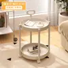 Mesa de Centro Dupla Camada Mini Móvel para Uso Lateral de Sofá, Mesa Pequena Minimalista, Prateleira Pequena de Armazenamento de Cabeceira para Quarto e Varanda