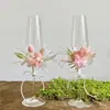 Copas Creativas para Brindar, un Par de Copas, Copas de Flor Eterna, Regalo de Boda Compromiso Boda, Paquete de Materiales para Copa de Vino DIY