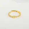Anillo de apertura ajustable de cobre con incrustaciones de circonita, 26 letras del alfabeto inglés, joyería de moda de alto nivel y temperamento, para cruzar fronteras