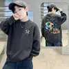Sudadera infantil para otoño e invierno, estilo nuevo para niños mayores, top cálido con forro polar, camiseta básica de manga larga con cuello redondo para niños y niñas, primavera y otoño