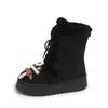 2025 Nuevo Invierno Exportación Transfronteriza Talla Grande Cómodas con Cordones Cálidas Modernas Talla Grande Botas para Nieve Zapatos de Invierno para Mujer Venta al por Mayor