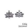 Pingente Conector Flor de Lótus Artesanal Liga de Prata Antiga 16x14mm 0,82g