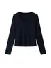 Top de capa base de lana Tencel con cuello en U para mujer, nueva colección otoño/invierno 2026, corte ajustado, favorecedor de la figura, estilo básico, camiseta interior de manga larga