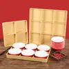 Prato para Panela Quente Imitando Porcelana Vermelho e Branco Retrô, Bandeja Dividida de Melamina para Churrasco e Legumes Especiais, Conjunto de Pratos Bandeja com Nove Compartimentos