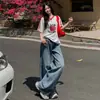Calça Jeans Wide Leg de Maternidade Outono Novo Estilo Roupa Exterior Sem Suporte Abdominal Sem Aperto Solta Emagrecimento Perna Reta Calça Longa Feminina