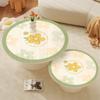 Tapete Redondo Floral de PVC para Mesa de Centro com Toque Leve e de Alto Padrão, Pequeno Tapete Redondo para Mesa, Impermeável e à Prova de Óleo, Toalha de Mesa para Mesa de Centro