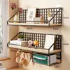 Estante de almacenamiento de pared sin taladro para habitaciones de residencia estudiantil, esenciales para residencia estudiantil, cesta colgante de pared para camas de estudiantes universitarios, estante de almacenamiento de pared para mesita de noche