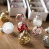 Bola de Natal Pendente Árvore de Natal Vidro Transparente Floco de Neve Bola de Natal Brilhante Decoração de Natal Bola Pendente de Lantejoulas Caixa