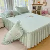 Faldón de cama de encaje estilo princesa, una sola pieza, oculta la parte inferior, nuevo modelo 2026, algodón puro, cubrecama de algodón completo, cubierta a prueba de polvo con borde de falda