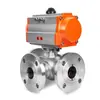 Válvula de Esfera Flangeada Pneumática de Três Vias Válvula de Esfera de Aço Inoxidável 304 Tipo L/T de Três Vias Q644F-16 Válvula Direcional de Comutação Rotativa