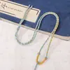 Corda para Colar de Oito Fios Tingida em Degradê, Cordão de Pingente Multicor Trançado, Colar com Pingente de Jade Ajustável, Corda de Colar Enrolada à Mão em Dourado